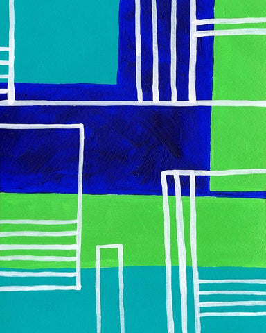 On the Line IV White Modern Wood Framed Art Print with Double Matting by Moore, Regina