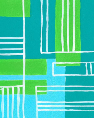On the Line V White Modern Wood Framed Art Print with Double Matting by Moore, Regina