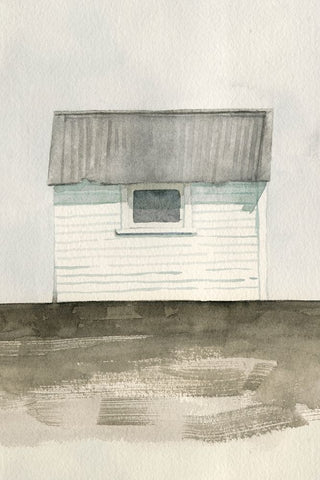 Farmhouse Shed II White Modern Wood Framed Art Print with Double Matting by Caroline, Emma