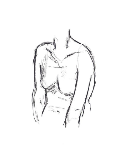 Sketched Figure I White Modern Wood Framed Art Print with Double Matting by Warren, Annie