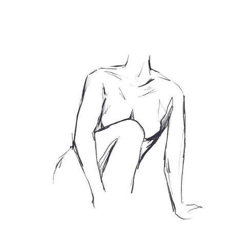 Sketched Figure II Black Modern Wood Framed Art Print with Double Matting by Warren, Annie