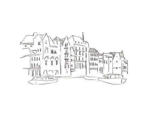 Travel Sketch I White Modern Wood Framed Art Print with Double Matting by Warren, Annie