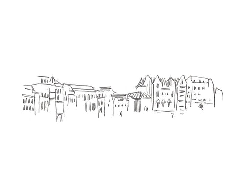 Travel Sketch II Black Modern Wood Framed Art Print by Warren, Annie