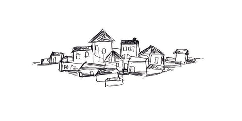 Citadel Sketch I White Modern Wood Framed Art Print with Double Matting by Vess, June Erica