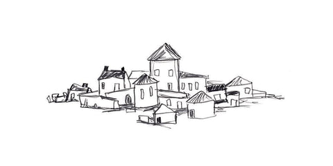 Citadel Sketch II White Modern Wood Framed Art Print with Double Matting by Vess, June Erica