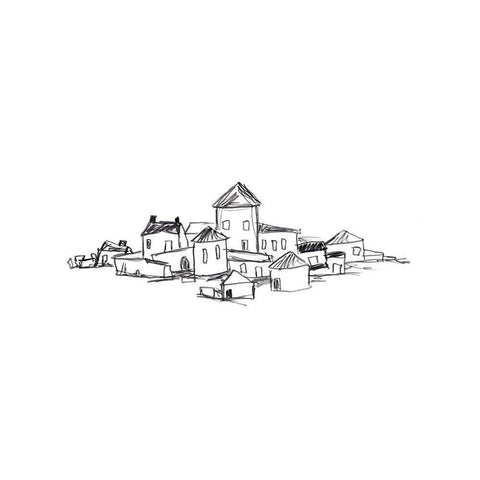 Citadel Sketch II Black Modern Wood Framed Art Print by Vess, June Erica