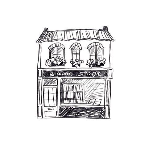 Shopfront Sketches I Black Ornate Wood Framed Art Print with Double Matting by Vess, June Erica
