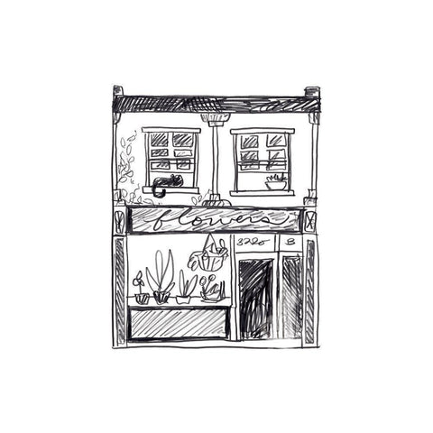 Shopfront Sketches IV Gold Ornate Wood Framed Art Print with Double Matting by Vess, June Erica