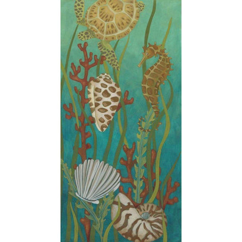 Aquatic Life I Gold Ornate Wood Framed Art Print with Double Matting by Zarris, Chariklia