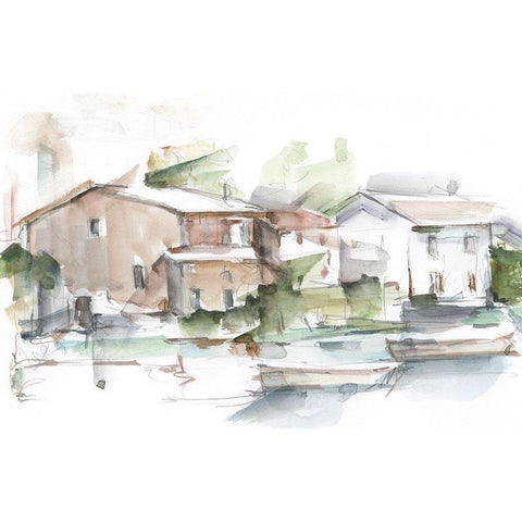 Serene Lakefront I White Modern Wood Framed Art Print by Harper, Ethan