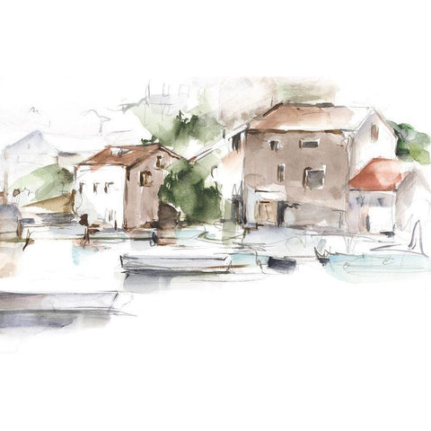 Serene Lakefront II White Modern Wood Framed Art Print by Harper, Ethan