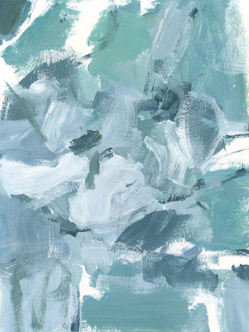 Soft Teal II White Modern Wood Framed Art Print with Double Matting by Long, Christina