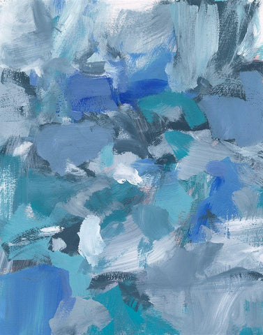 Deep Blue Hue II White Modern Wood Framed Art Print with Double Matting by Long, Christina