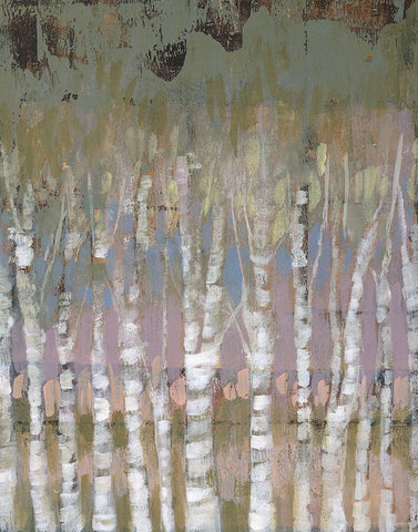 Pastel Birchline I Black Ornate Wood Framed Art Print with Double Matting by Goldberger, Jennifer