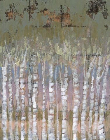 Pastel Birchline II Black Ornate Wood Framed Art Print with Double Matting by Goldberger, Jennifer