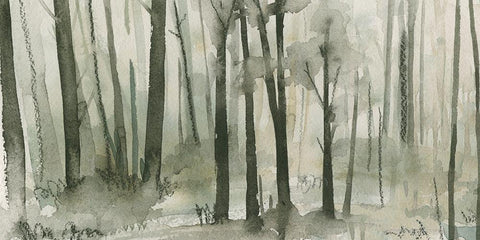 Into the Woods I White Modern Wood Framed Art Print with Double Matting by Caroline, Emma