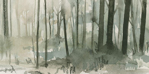 Into the Woods II White Modern Wood Framed Art Print with Double Matting by Caroline, Emma