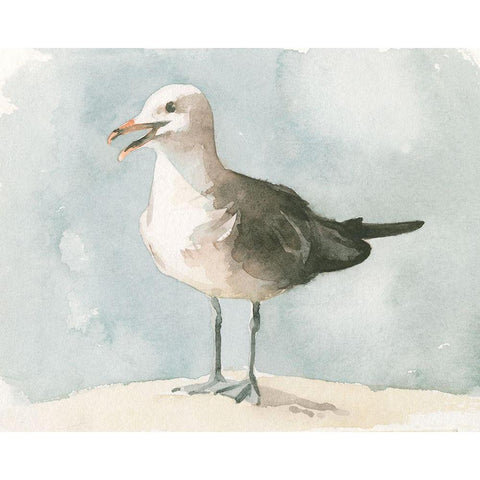 Simple Seagull II White Modern Wood Framed Art Print by Caroline, Emma