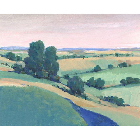 Rolling Countryside II White Modern Wood Framed Art Print by OToole, Tim