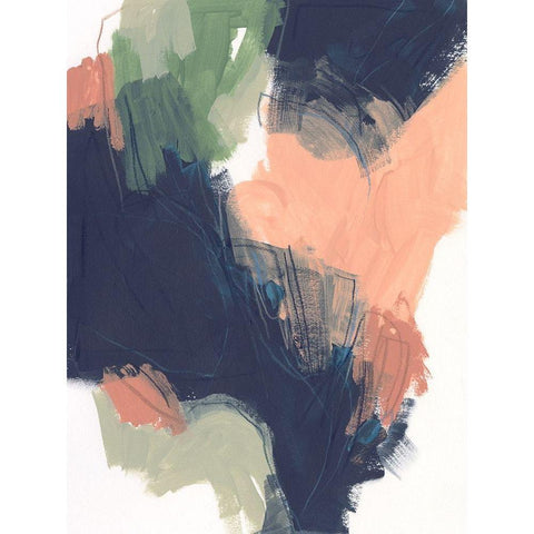 Indigo and Sienna Crescendo I White Modern Wood Framed Art Print by Vess, June Erica