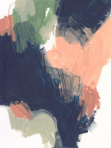 Indigo and Sienna Crescendo I Black Ornate Wood Framed Art Print with Double Matting by Vess, June Erica