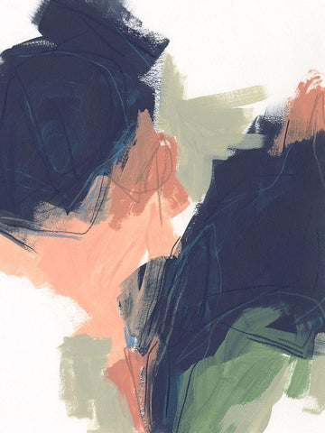 Indigo and Sienna Crescendo II Black Ornate Wood Framed Art Print with Double Matting by Vess, June Erica