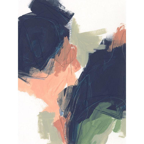 Indigo and Sienna Crescendo II Black Modern Wood Framed Art Print by Vess, June Erica