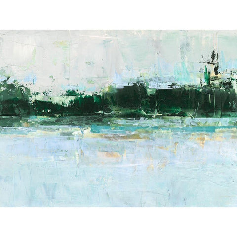 Treelined Waterfront II Black Modern Wood Framed Art Print with Double Matting by Harper, Ethan