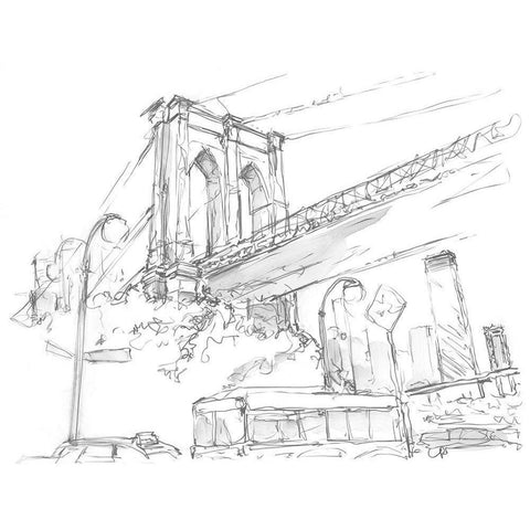 Pencil Cityscape Study I Gold Ornate Wood Framed Art Print with Double Matting by Harper, Ethan