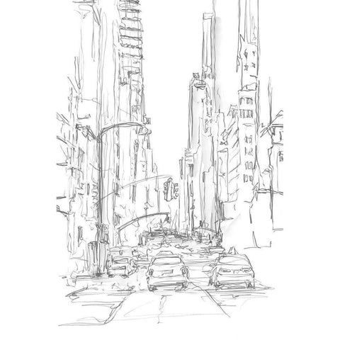 Pencil Cityscape Study IV White Modern Wood Framed Art Print by Harper, Ethan