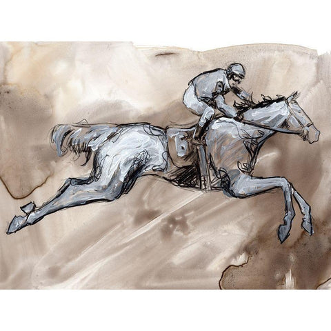 Off to the Races II White Modern Wood Framed Art Print by Parker, Jennifer Paxton