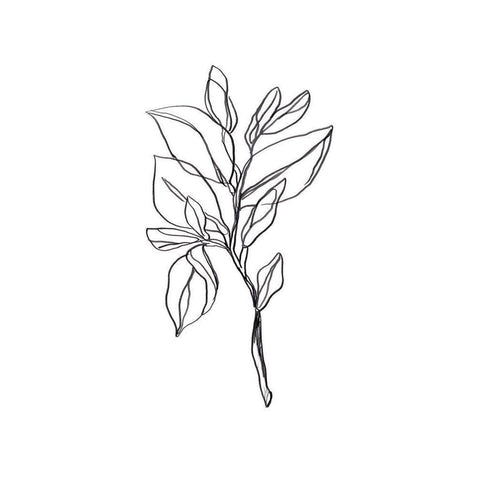 Leaf Sprig I White Modern Wood Framed Art Print by Vess, June Erica