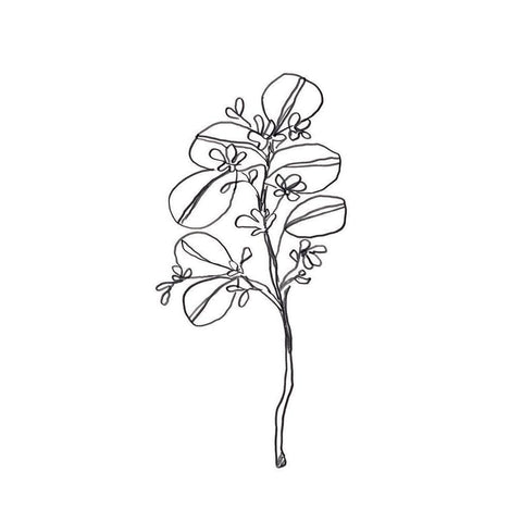 Leaf Sprig II White Modern Wood Framed Art Print by Vess, June Erica