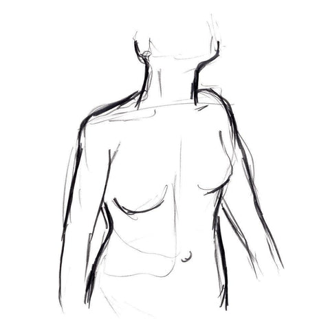 Linear Nude I Black Modern Wood Framed Art Print with Double Matting by Vess, June Erica