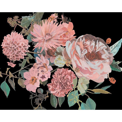 Night Blooming Flowers I Black Modern Wood Framed Art Print with Double Matting by Wang, Melissa