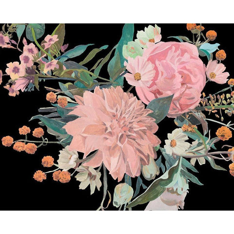 Night Blooming Flowers II Gold Ornate Wood Framed Art Print with Double Matting by Wang, Melissa