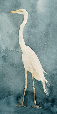 Simple Egret I White Modern Wood Framed Art Print with Double Matting by Caroline, Emma