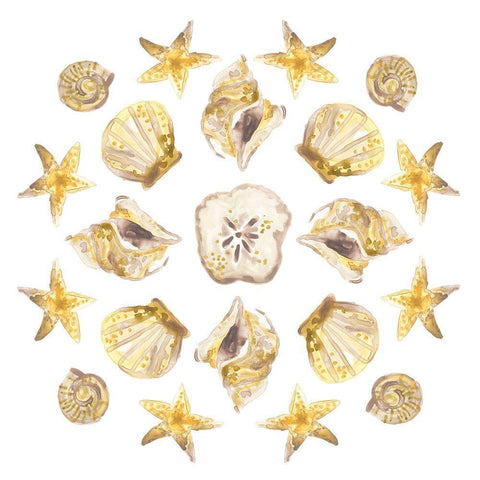 Seaside Kaleidoscope III White Modern Wood Framed Art Print with Double Matting by Vess, June Erica