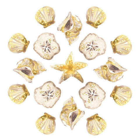 Seaside Kaleidoscope IV Gold Ornate Wood Framed Art Print with Double Matting by Vess, June Erica