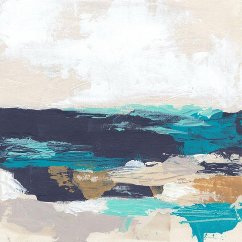 Palette Coast II White Modern Wood Framed Art Print with Double Matting by Vess, June Erica