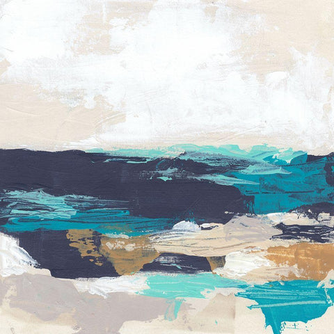 Palette Coast II Black Modern Wood Framed Art Print by Vess, June Erica