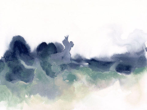 Lake Fog I White Modern Wood Framed Art Print with Double Matting by Vess, June Erica