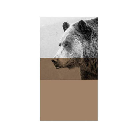 Geo Bear Black Modern Wood Framed Art Print with Double Matting by Jasper, Sisa