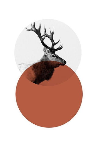 Geo Elk Black Ornate Wood Framed Art Print with Double Matting by Jasper, Sisa