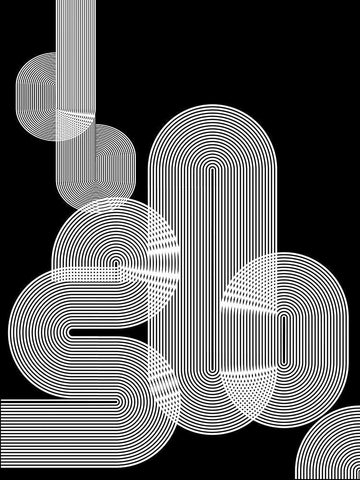 Graphic Black Shapes I Black Ornate Wood Framed Art Print with Double Matting by Jasper, Sisa
