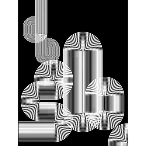 Graphic Black Shapes I Black Modern Wood Framed Art Print with Double Matting by Jasper, Sisa