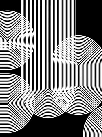 Graphic Black Shapes II White Modern Wood Framed Art Print with Double Matting by Jasper, Sisa