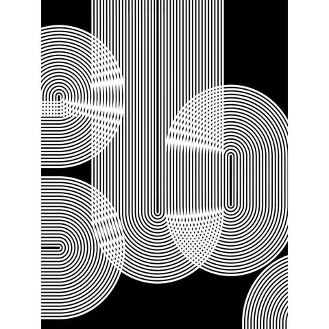 Graphic Black Shapes II Black Modern Wood Framed Art Print with Double Matting by Jasper, Sisa