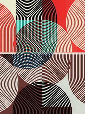Graphic Colorful Shapes II White Modern Wood Framed Art Print with Double Matting by Jasper, Sisa