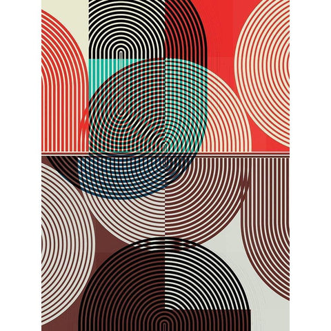 Graphic Colorful Shapes II Gold Ornate Wood Framed Art Print with Double Matting by Jasper, Sisa